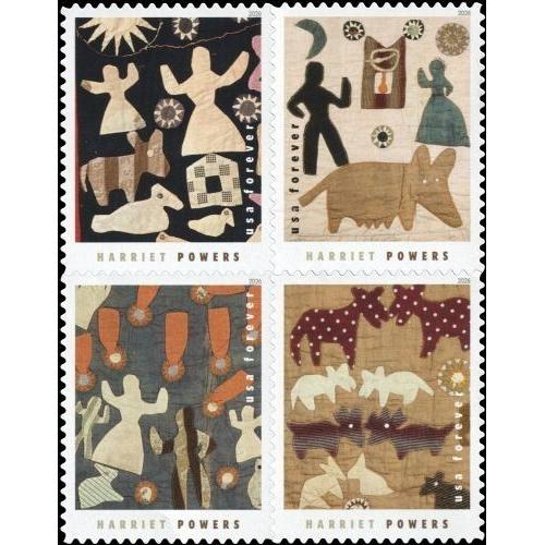 #6061a Harriet Powers Quilter, Block of Four