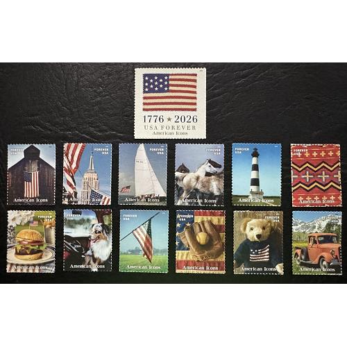 #6106a-m America Icons, Set of 13 Single Stamps
