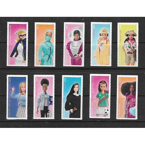 #6108-6115 Barbie, Set of Ten Single Stamps