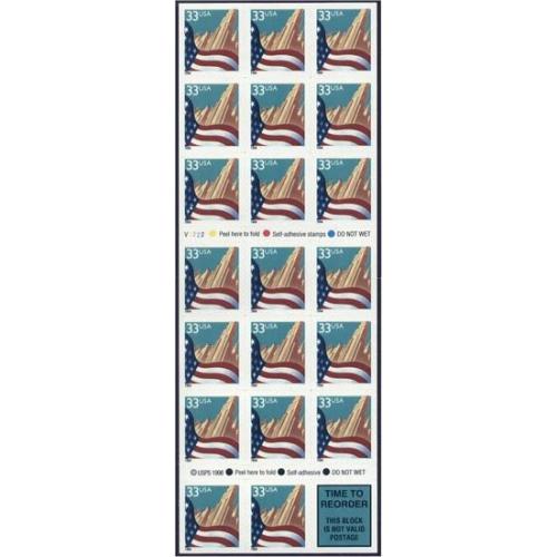 #3278e Flag/City, Booklet Pane of 20