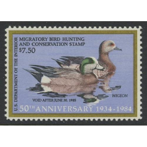 #RW51 1984 Duck Stamp 7.50 Wigeon Unsigned