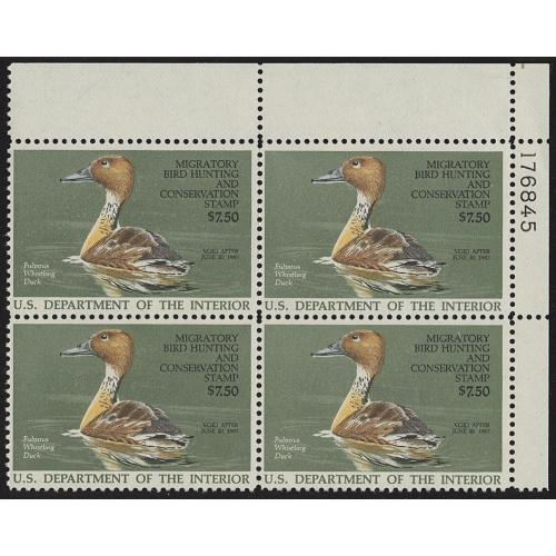 #RW53 1985 Duck Stamp, Plate Block Under Face Value