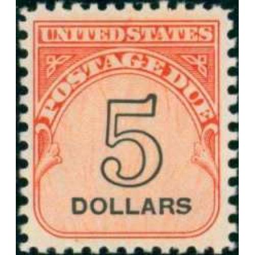 #J101 $5.00 Postage Due, Shiny Gum