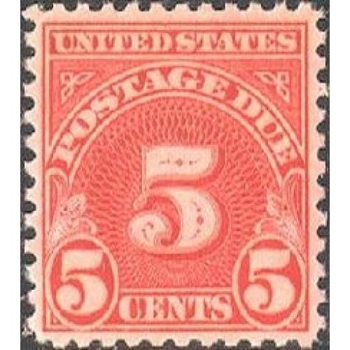 # J83 5¢ Postage Due, Carmine