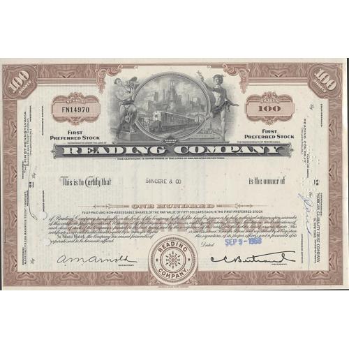 Stock Certificate, Reading (RR) Company