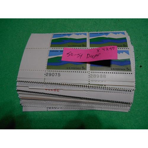 *50 Assorted Plate Number Blocks, With Some Duplicates