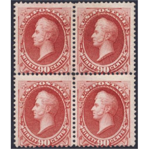 #191 90¢ Perry Carmine, LH Block of Four