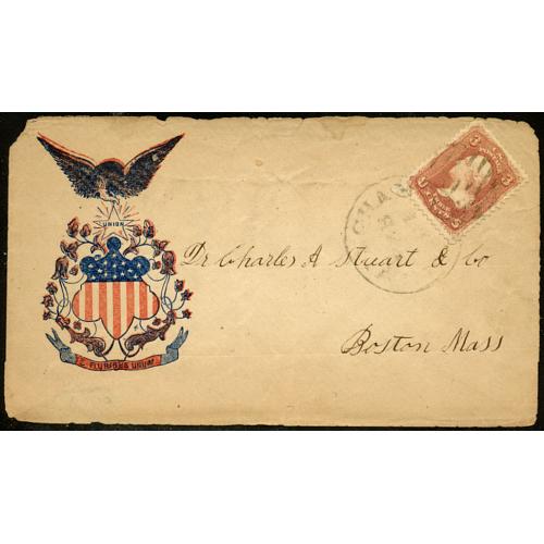 3¢ Washington Dull Blue, 1961 Issue c1863 Patriotic to Boston, Mass.