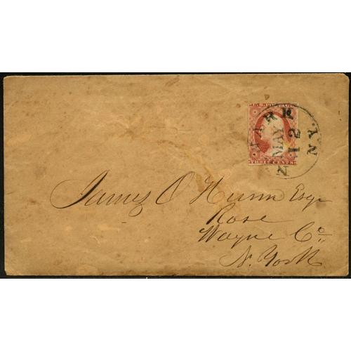 #11 3¢ Dull red Washington Tied to Cover