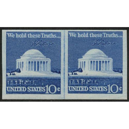 #1520b Jefferson Memorial, Imperforate Joint Line Pair