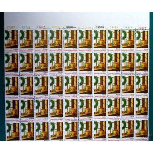 #1843 Christmas, Wreath and Toys Sheet of 50 Stamps