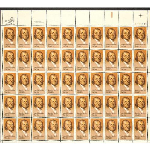 #2038 Joseph Priestley, Sheet of 50 Stamps