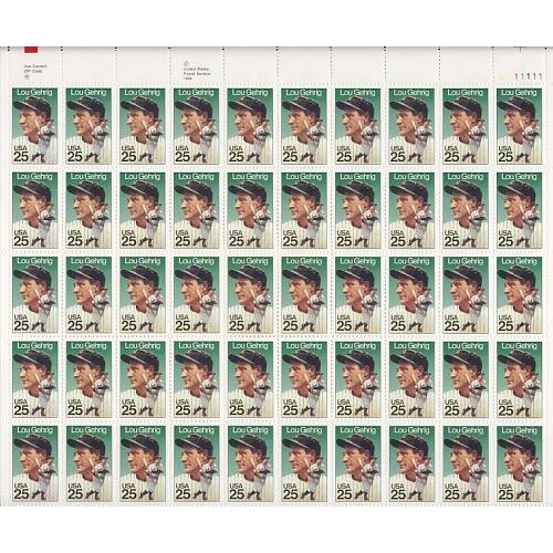#2417 Henry Louis "Lou" Gehrig, Sheet of 50