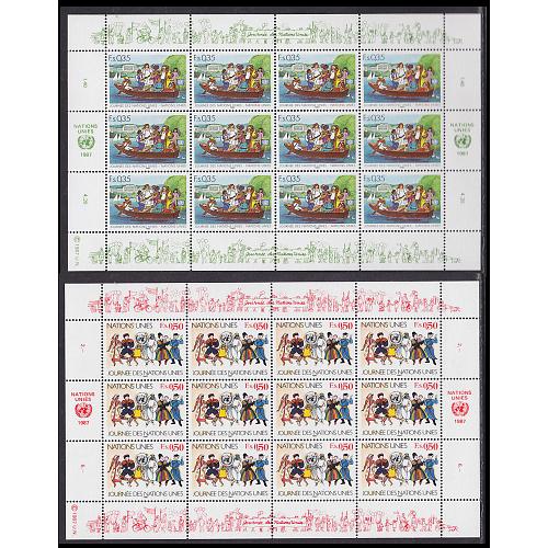 #158-159 United Nations Day 1987, Miniature Sheets of 12 (Geneva)