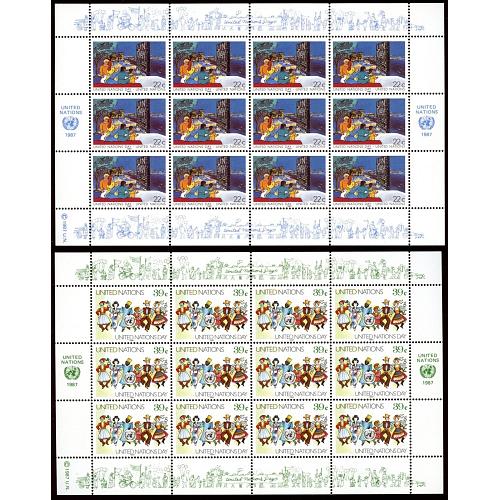 #516-516 Umited Nations Day 1987, 2 Miniature Sheets of 12