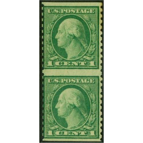 #538a 1¢ Washington, Green, Imperforate Vertical Pair